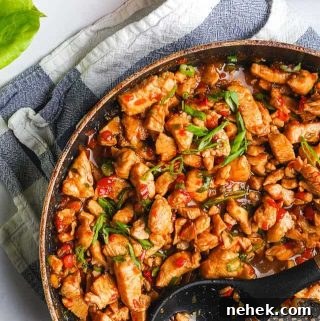 Teriyaki Chicken Lettuce Wraps Close up in Pan