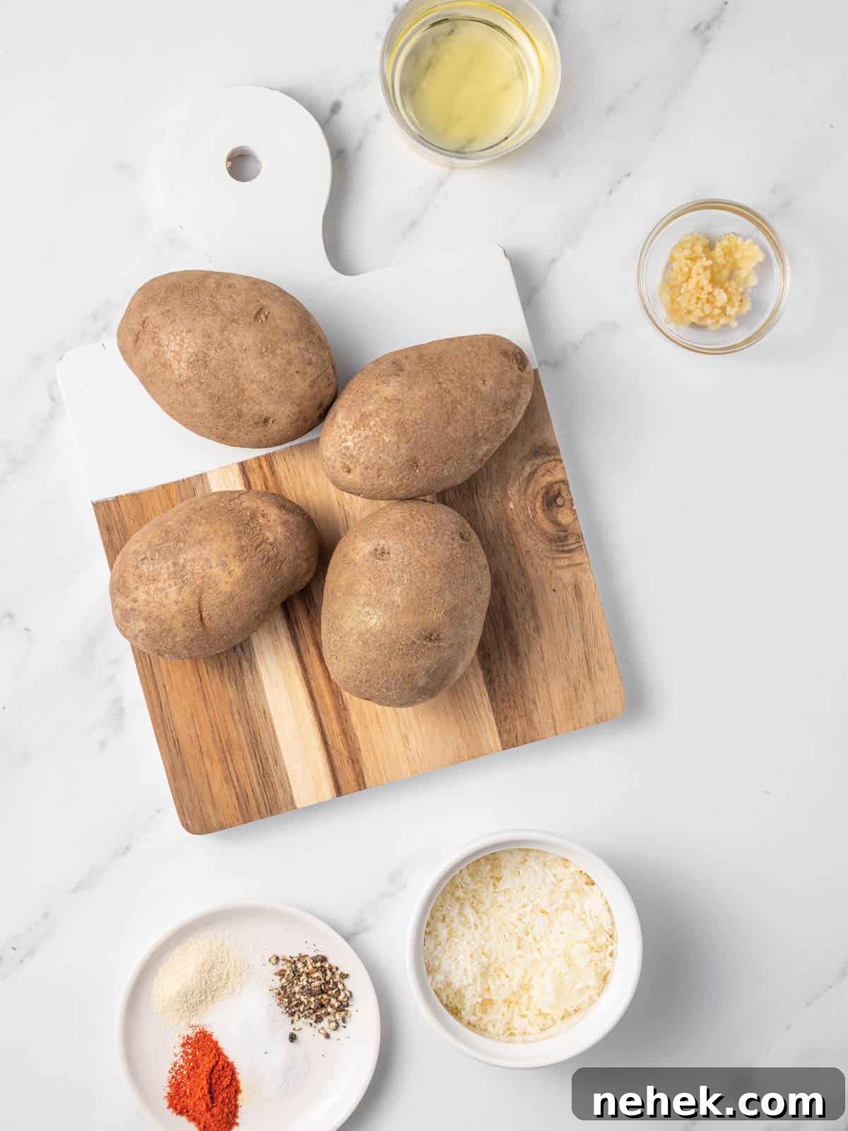 Ingredients needed for air fryer potato wedges.