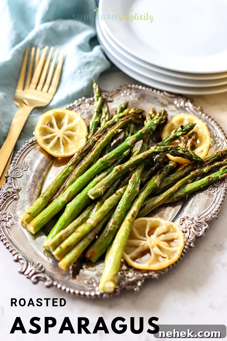 This Roasted Asparagus with Lemon is a simple and easy side dish that’s ready in minutes. Fresh asparagus is roasted to perfection and seasoned with lemon juice.