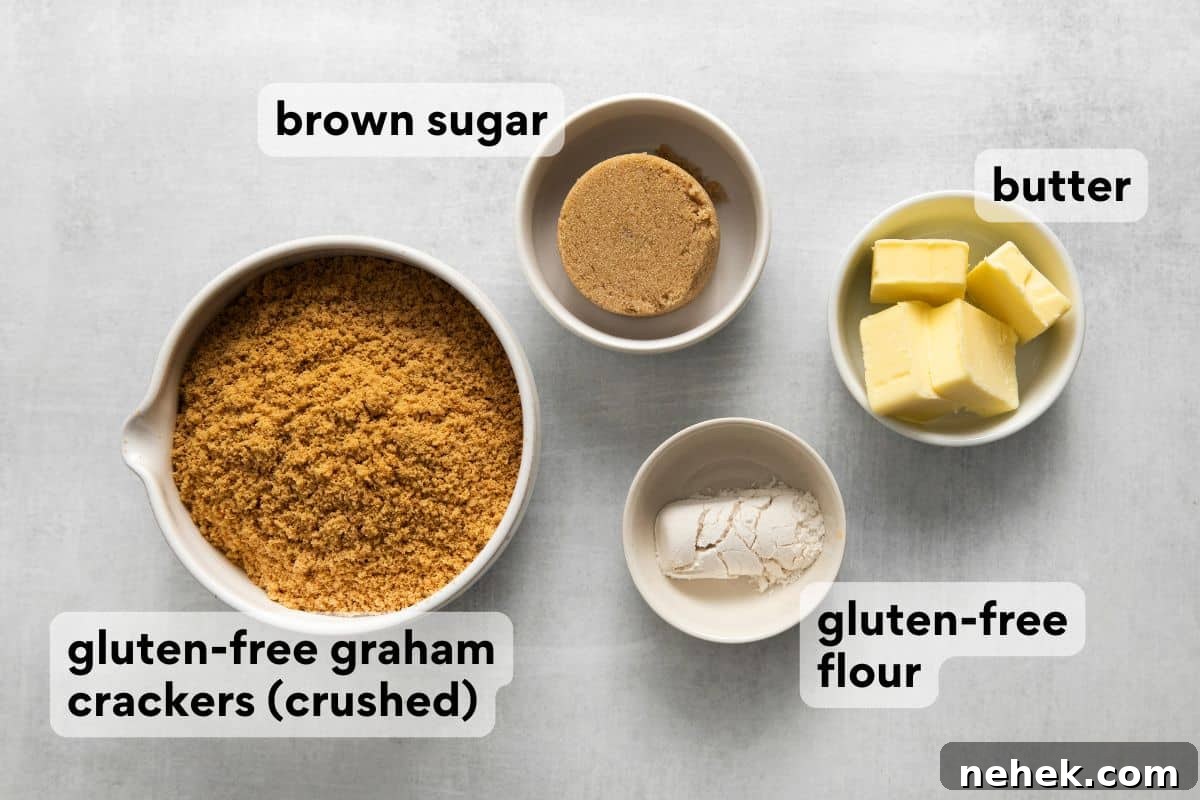 key lime pie crust ingredients measured and labeled.