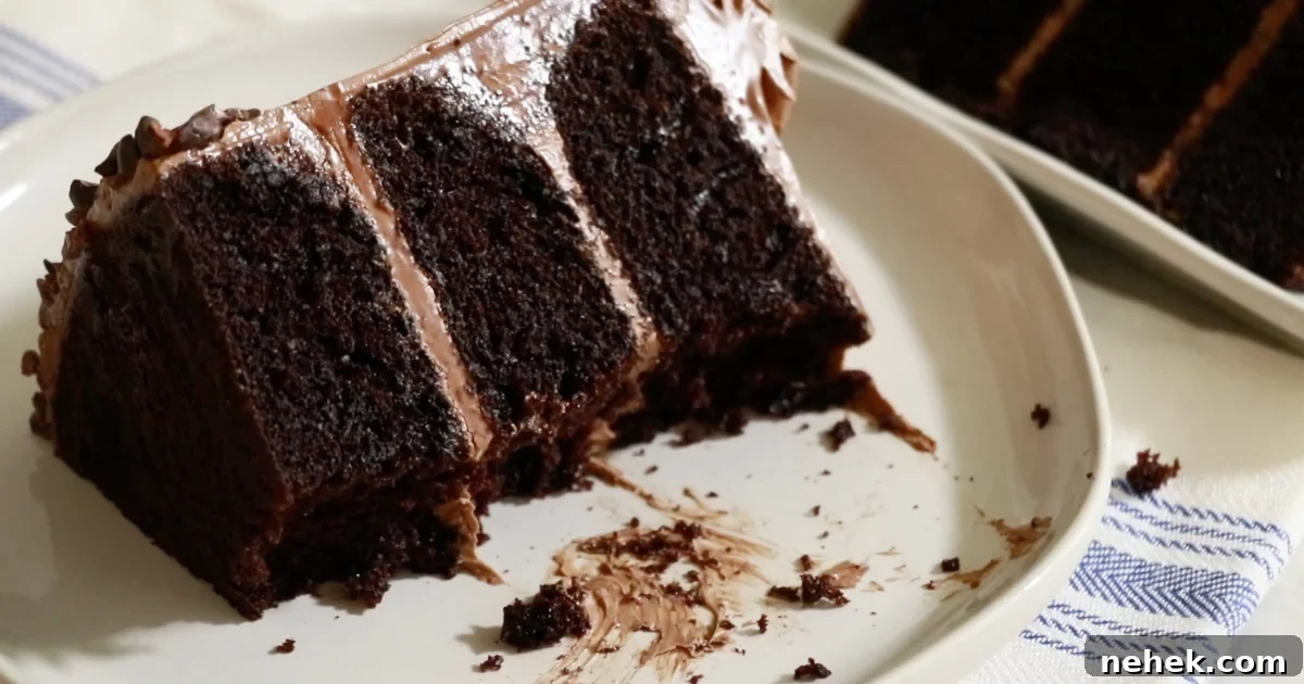 Classic Moist Chocolate Cake Recipe for Crowning Any Occasion 8 cut chocolate cake with a fork