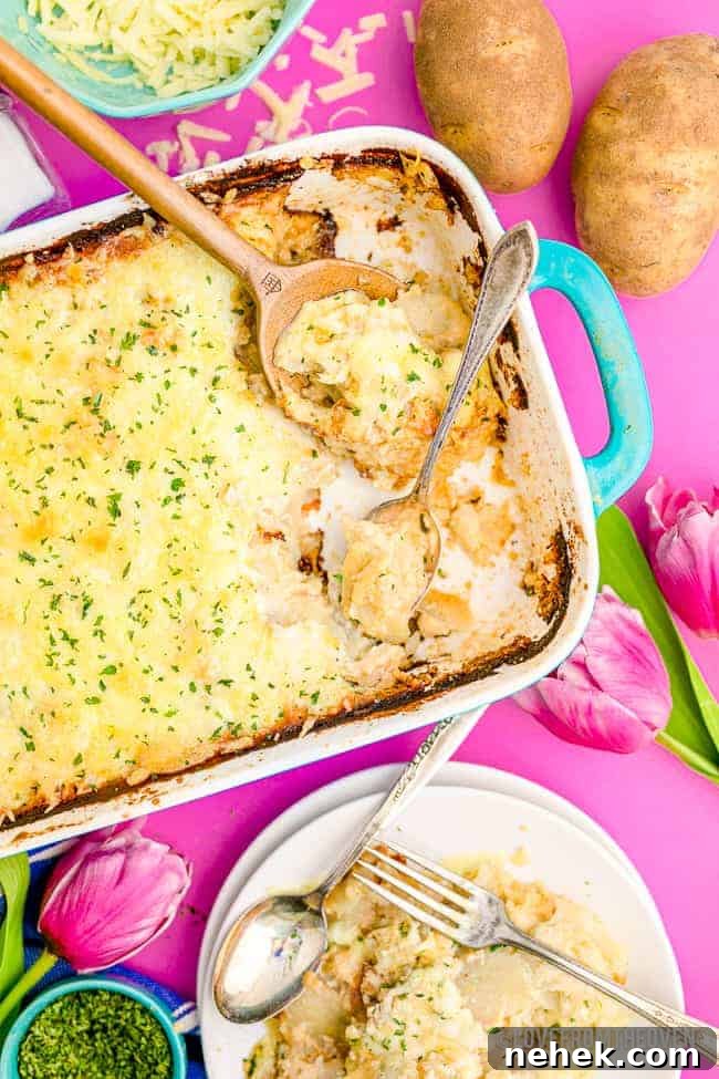 a casserole dish with scalloped potatoes in it. 
