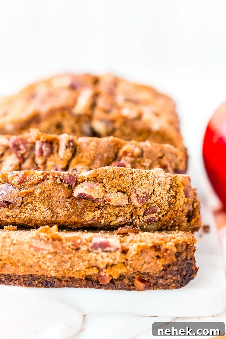 This simple Applesauce Bread is the perfect way to enjoy some of fall’s best flavors. Laced with warm spices, brown sugar, and chopped pecans, this quick bread is a delicious treat to make and share during the autumn season.
