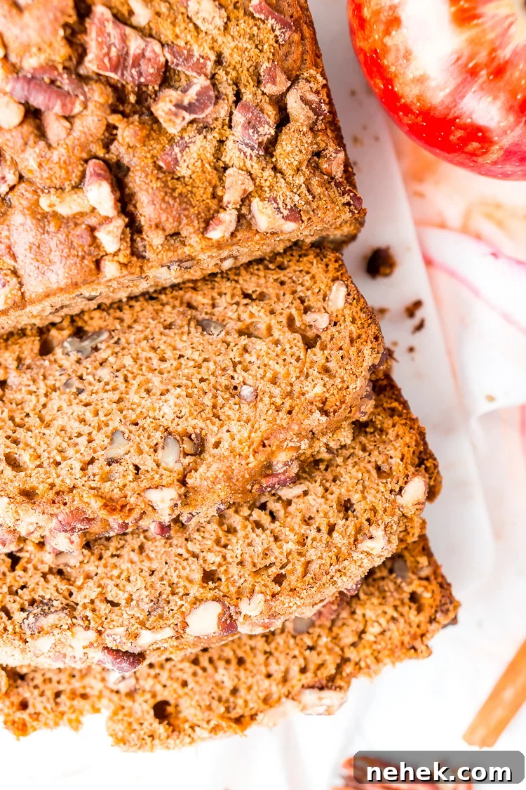 This simple Applesauce Bread is the perfect way to enjoy some of fall’s best flavors. Laced with warm spices, brown sugar, and chopped pecans, this quick bread is a delicious treat to make and share during the autumn season.