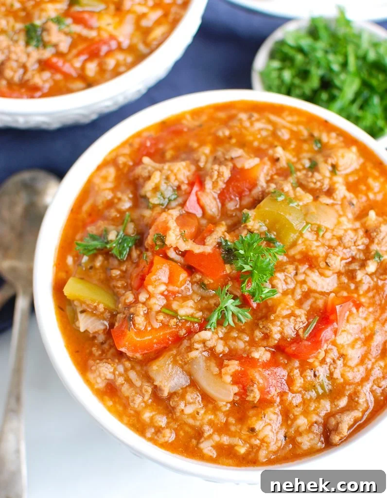 Instant Pot Stuffed Pepper Soup above