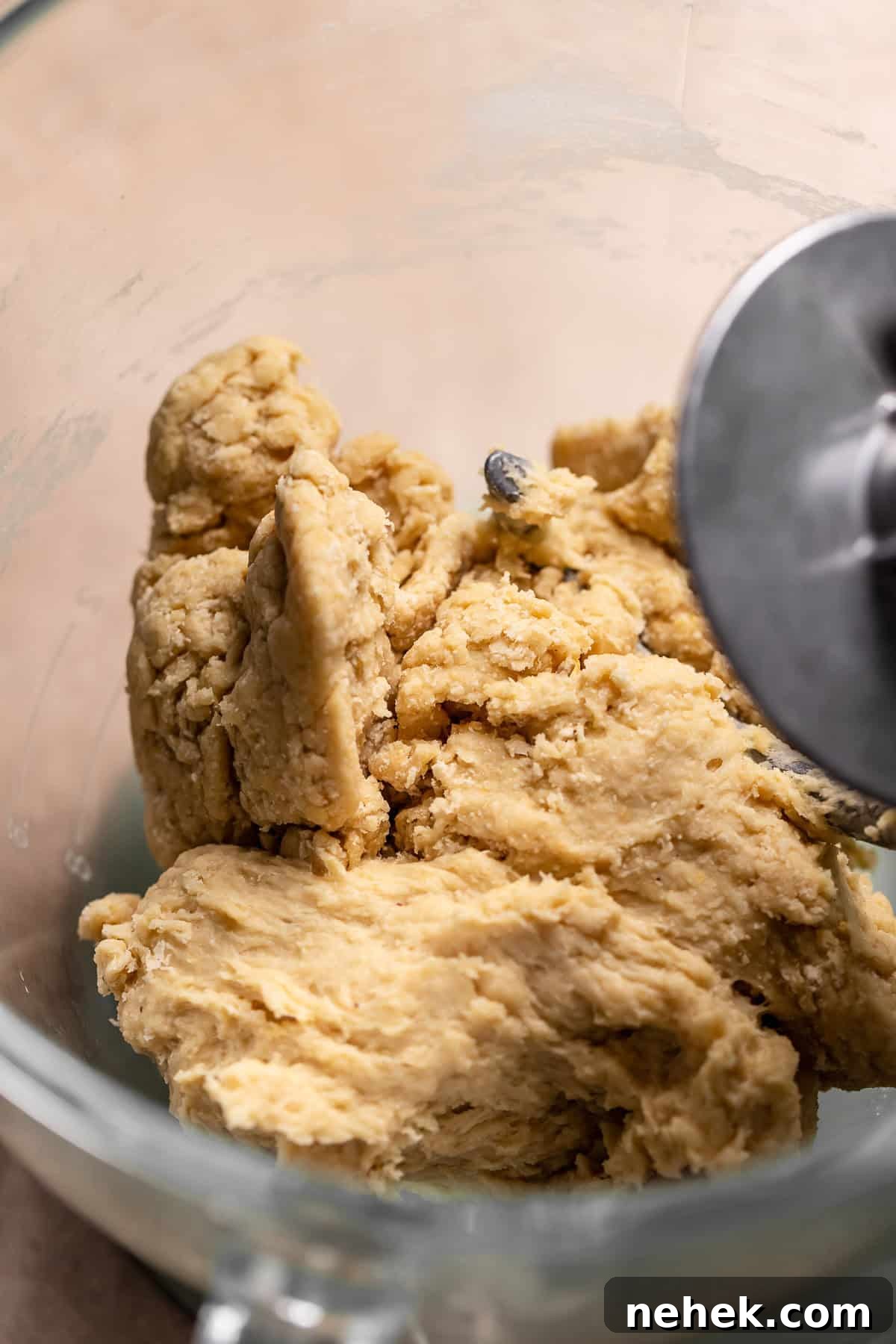 Cherry Pie Rolls with Crunchy Pie Crumb Topping 5 Rough dough ball in a stand mixer before kneading in the butter.