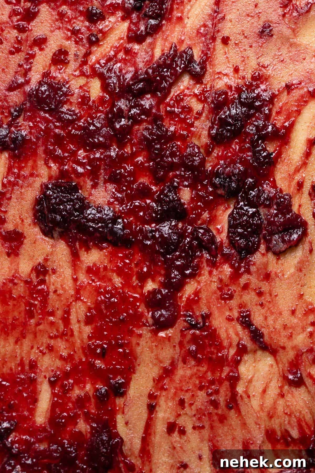 Cherry Pie Rolls with Crunchy Pie Crumb Topping 8 Cherry pie jam spread over the surface of the cinnamon roll dough.