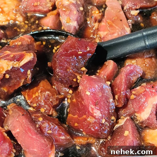 Teriyaki Steak Fried Rice meat in the marinade 