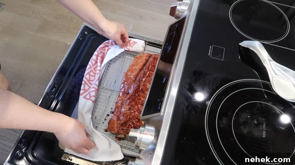 Placing ribs in oven