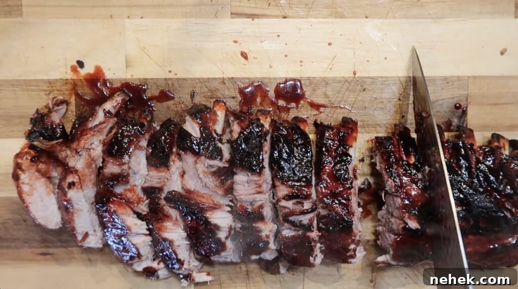 Slicing ribs with a knife