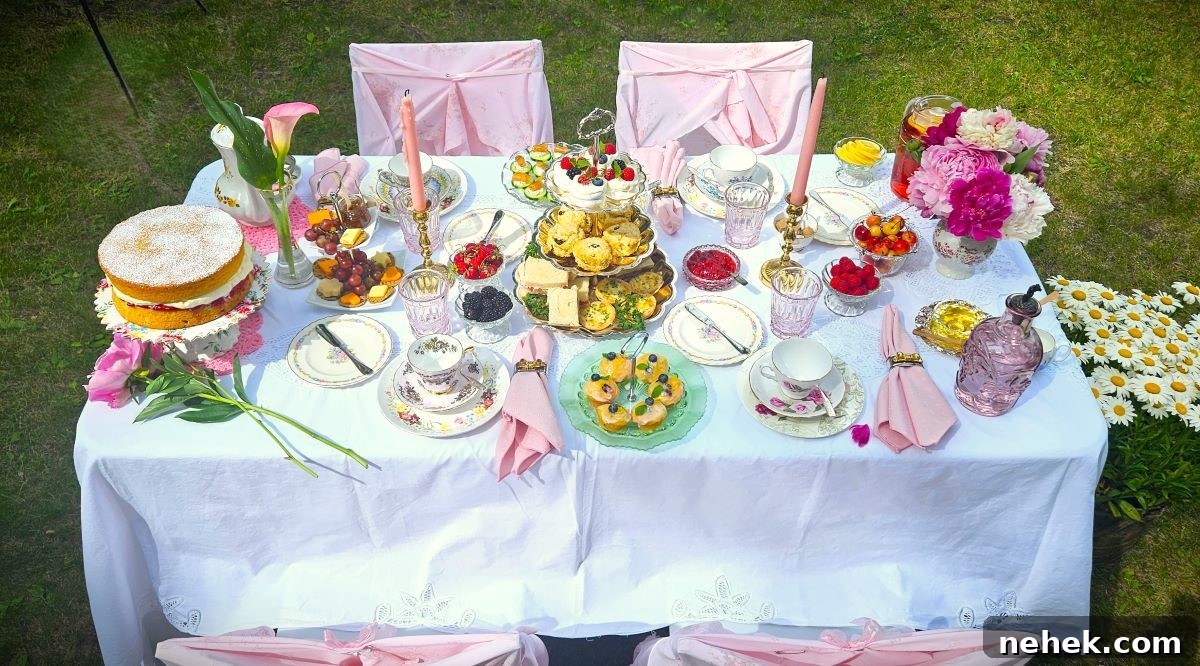 Looking down at the table set with Afternoon Tea