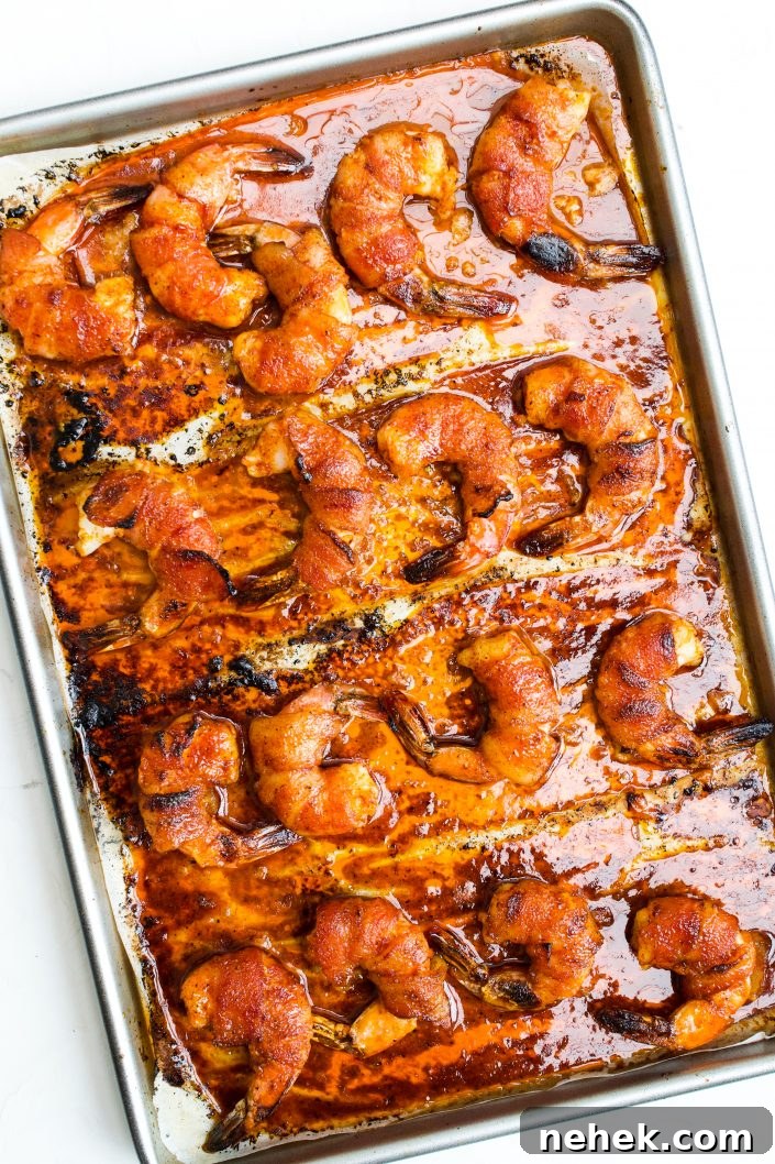 Spicy Honey Glazed Bacon Wrapped Shrimp