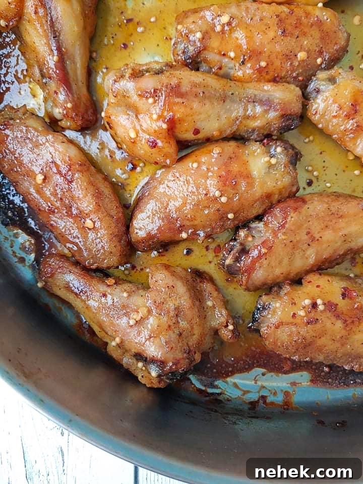 Crispy baked chicken wings flavoured with honey mustard.