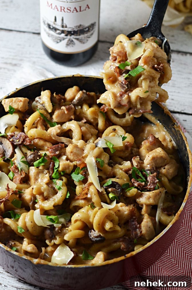 Creamy One-Pot Chicken Marsala Pasta Recipe 2 One Pot Creamy Chicken Marsala Pasta. You cook the noodles, sauce, and chicken all together to make an extra-flavorful dish. Not to mention, clean up is a breeze when there's only one pot to be washed!! You're going to love this easy and impressive recipe. | hostthetoast.com