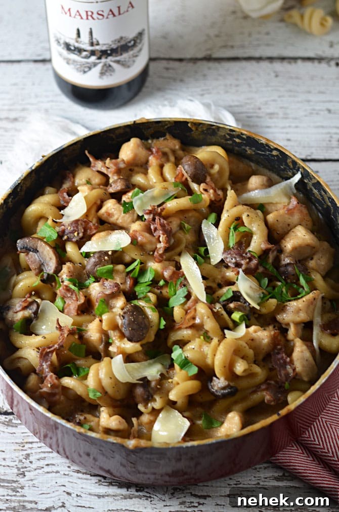 Creamy One-Pot Chicken Marsala Pasta Recipe 5 One Pot Creamy Chicken Marsala Pasta. You cook the noodles, sauce, and chicken all together to make an extra-flavorful dish. Not to mention, clean up is a breeze when there's only one pot to be washed!! You're going to love this easy and impressive recipe. | hostthetoast.com