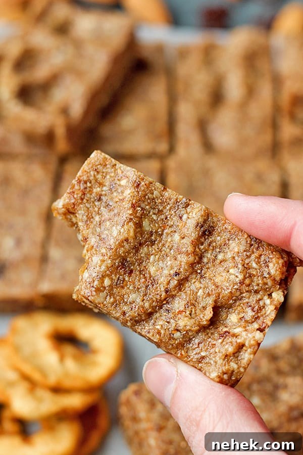 Paleo Apple Cinnamon Protein Bars — RXBAR Copycat Recipe 7 Bars in a pan