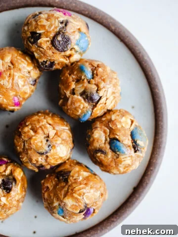 Peanut butter oat balls on a plate.