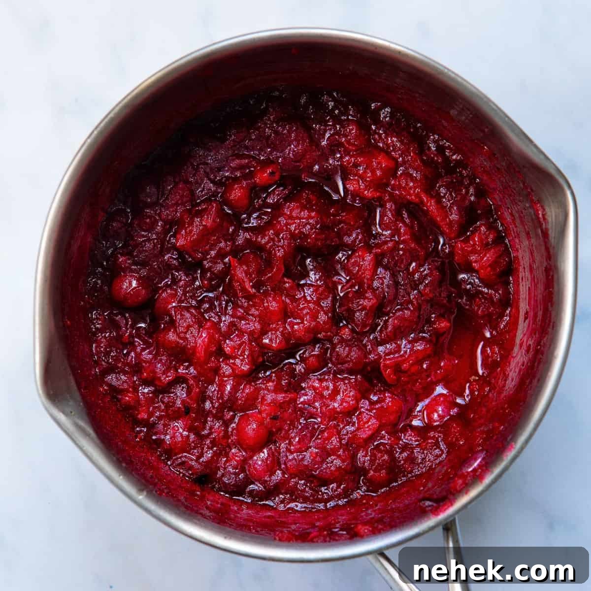 homemade cranberry sauce in a saucepan