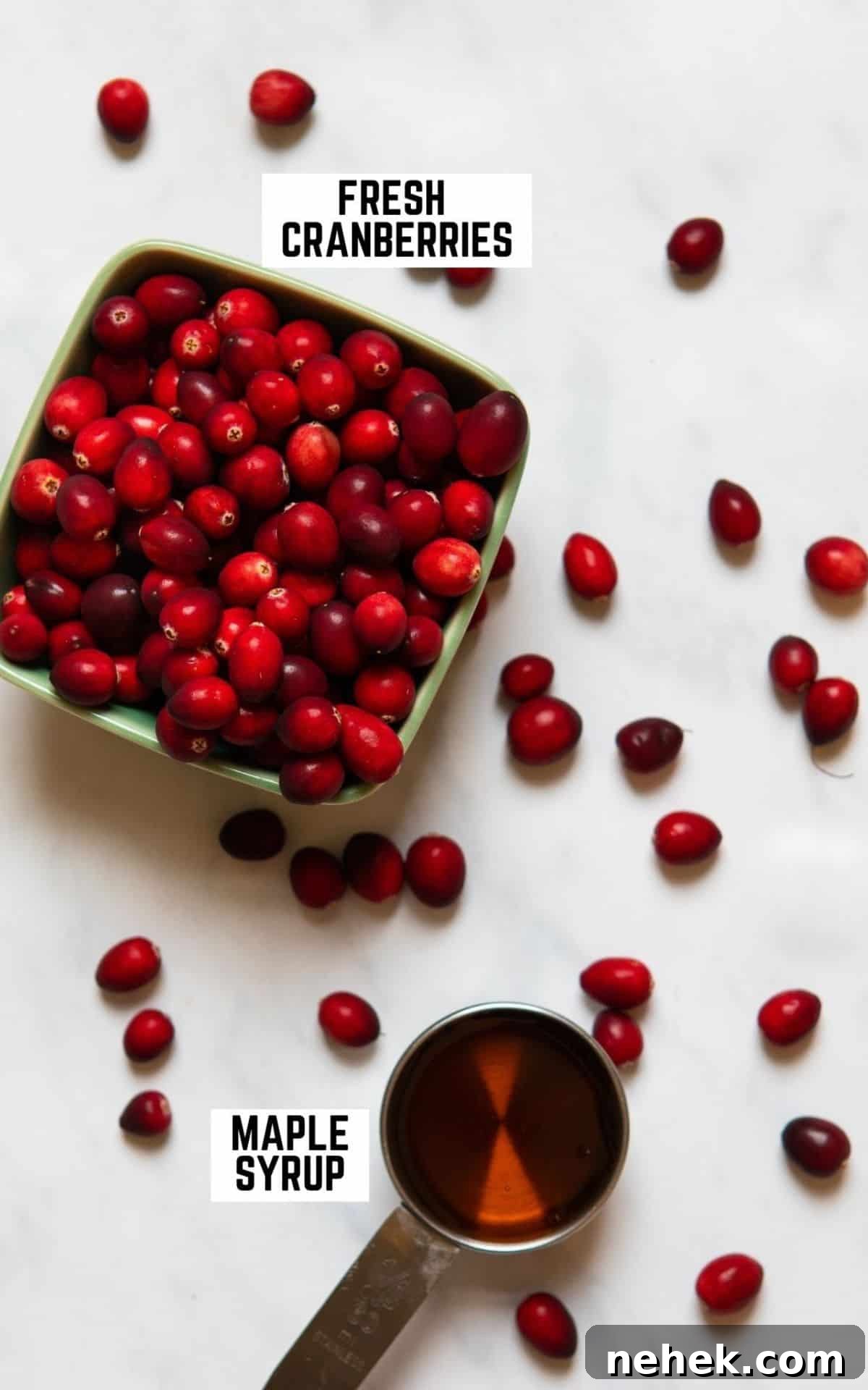 cranberry sauce ingredients on a white background.