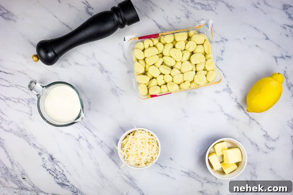 Lemon Parmesan Gnocchi with Creamy Citrus Sauce 6 Ingredients to make Gnocchi with Lemon Parmesan Sauce.