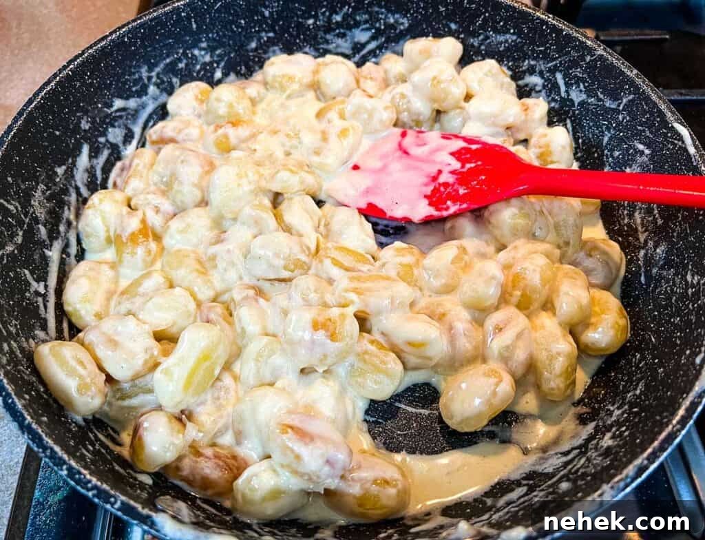 Lemon Parmesan Gnocchi with Creamy Citrus Sauce 9 Stirring Gnocchi with Lemon Parmesan Sauce.