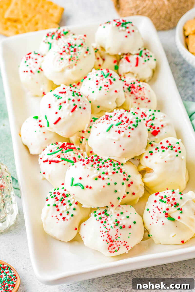 A platter of white chocolate peanut butter truffles.