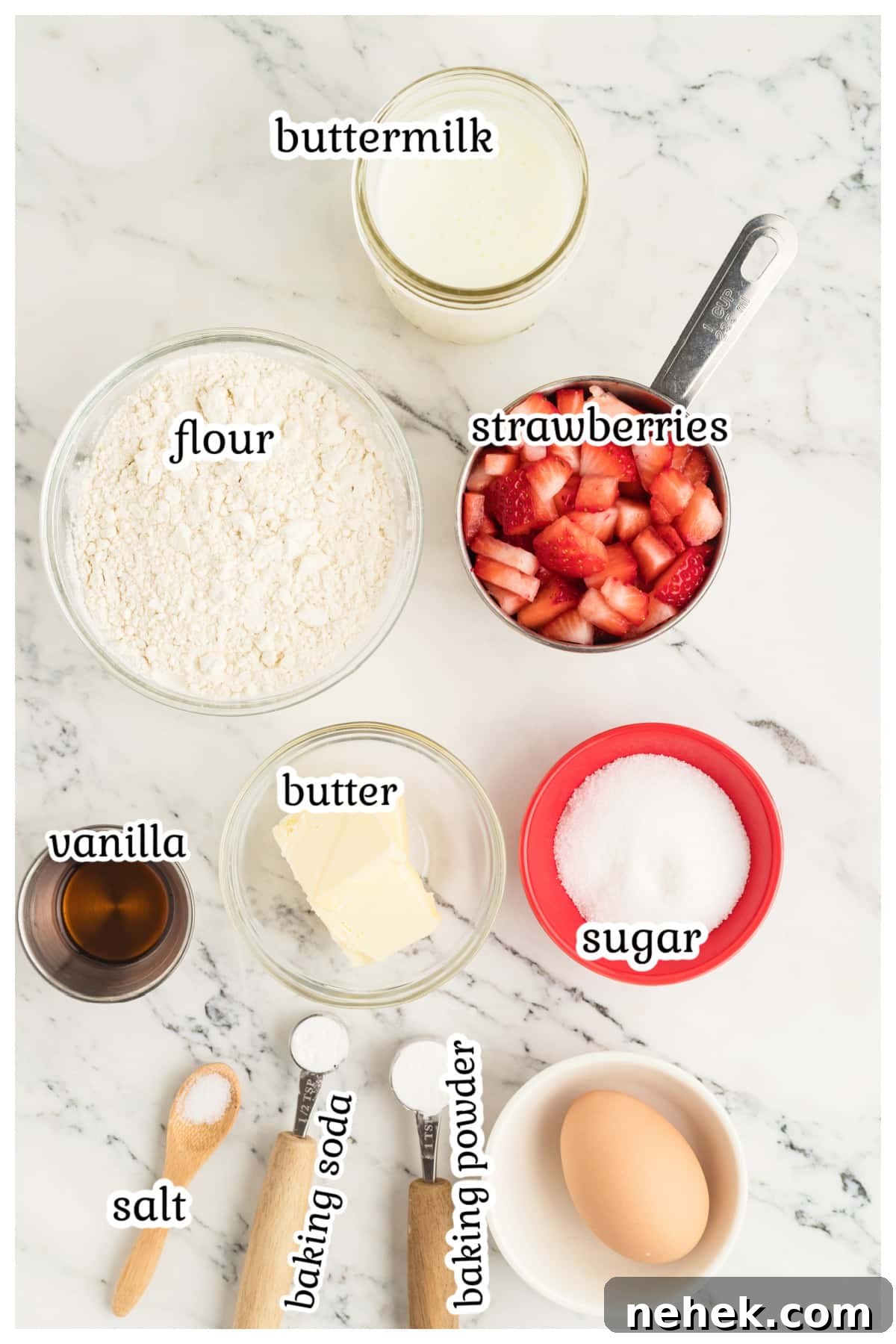 Ingredients for the pancakes with text overlay.