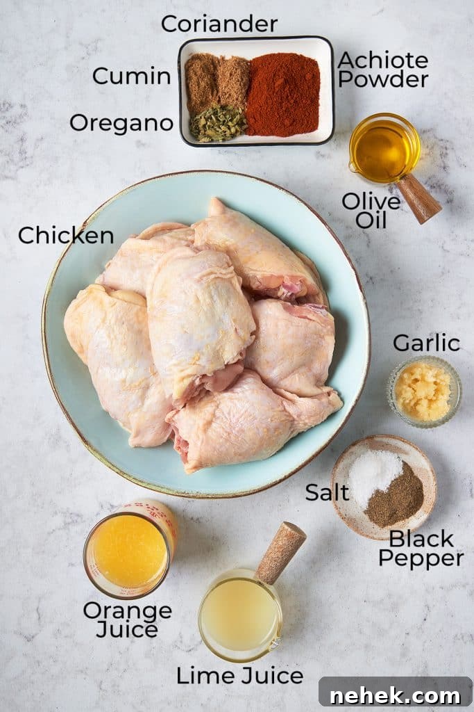 Ingredients to make pollo asado