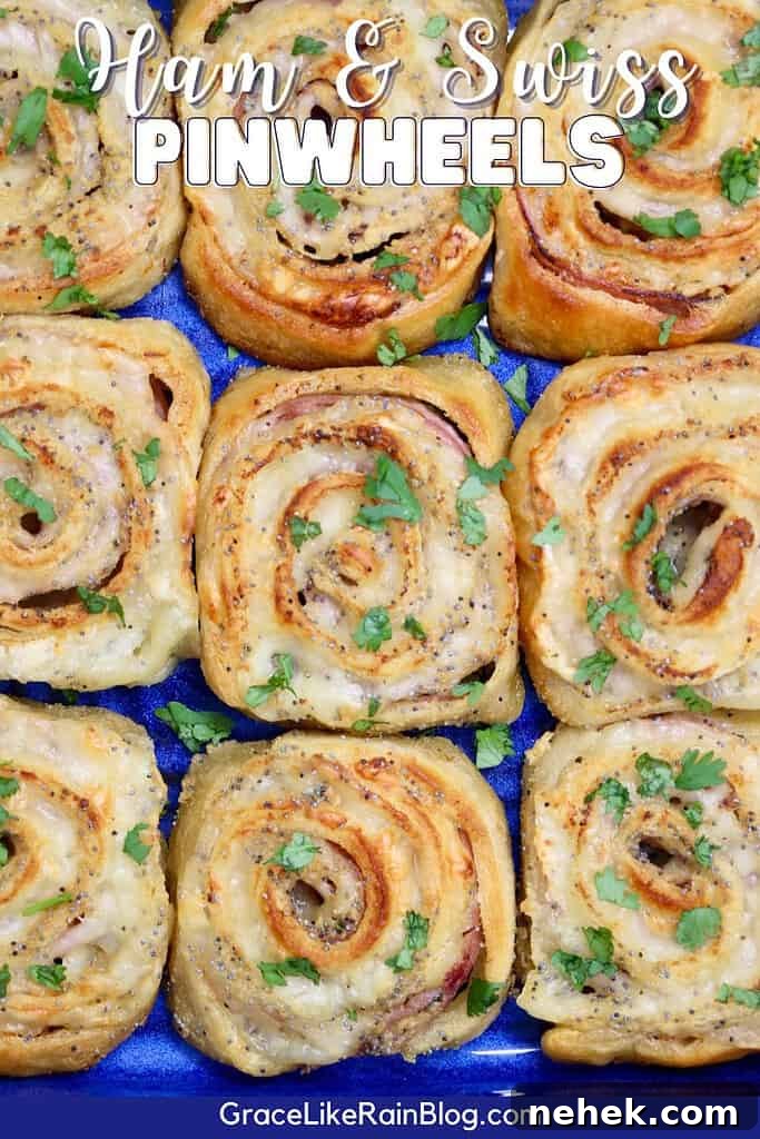 crescent pinwheels made with black forest ham and swiss cheese