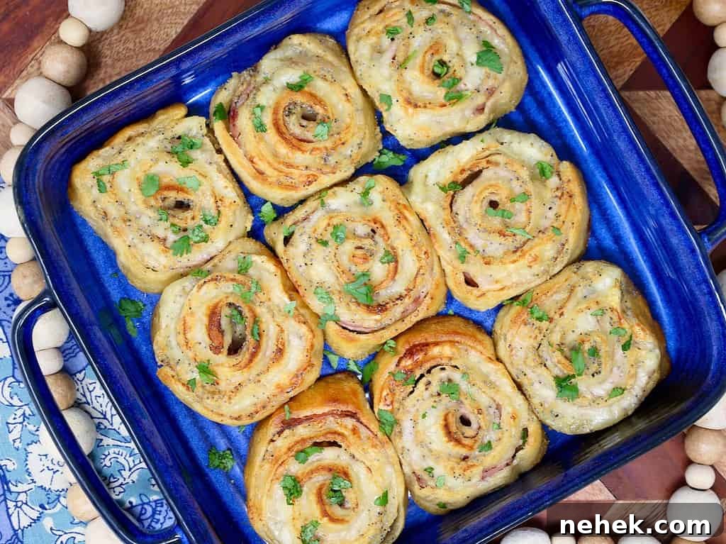ham and swiss pinwheels with crescents
