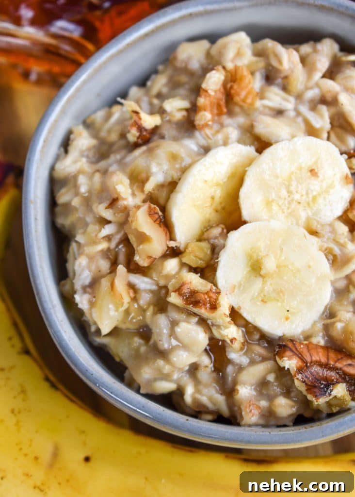 Banana Bread Overnight Oats Recipe for Creamy Breakfast 2 banana bread overnight oatmeal in a small gray bowl