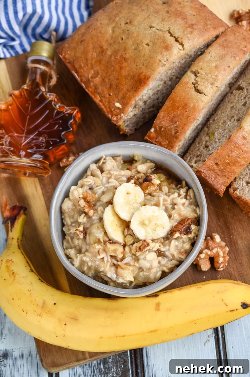 Banana Bread Overnight Oats Recipe for Creamy Breakfast 5 banana bread overnight oats in a small gray bowl