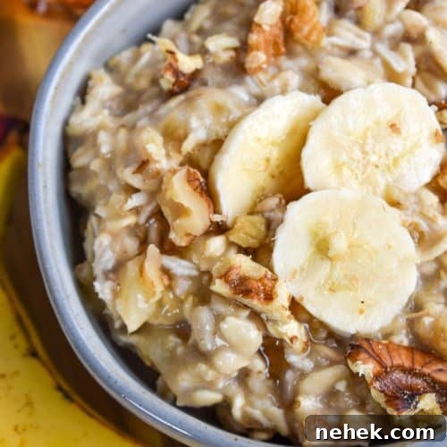 Banana Bread Overnight Oats Recipe for Creamy Breakfast 6 banana bread overnight oatmeal in a small gray bowl