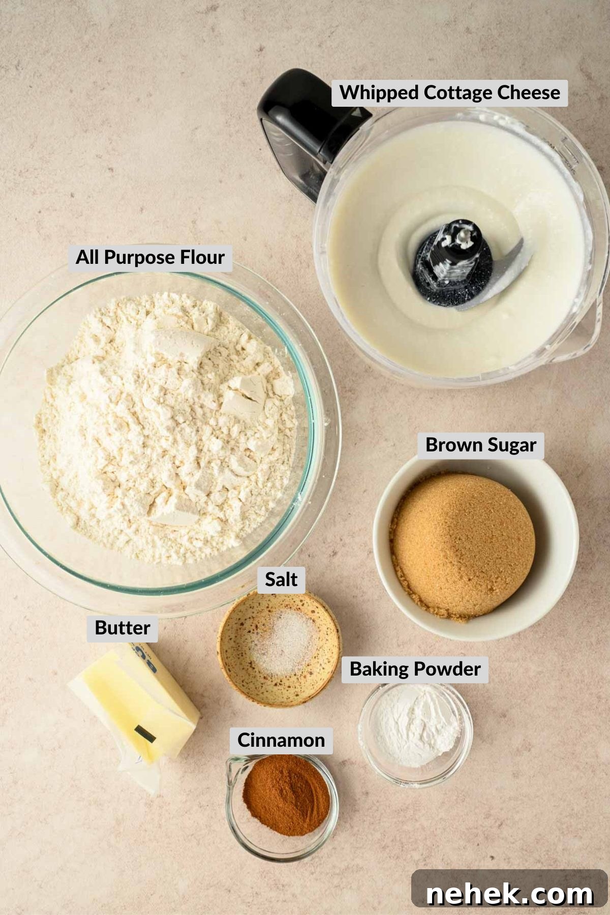 ingredients for protein churros in individual bowls.