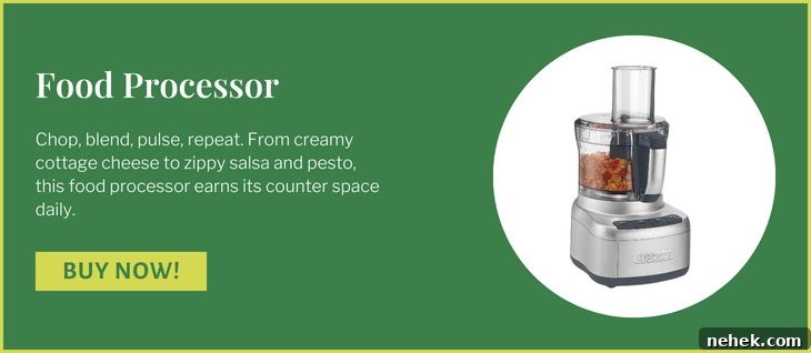 green block with white writing featuring a Food Processor.