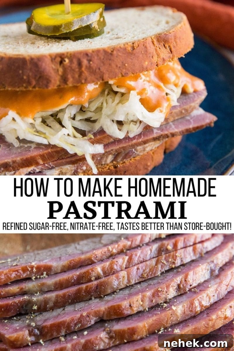 Nitrate-Free Paleo Pastrami: Homemade Recipe and Tips 14 Collage for pinterest for homemade pastrami recipe