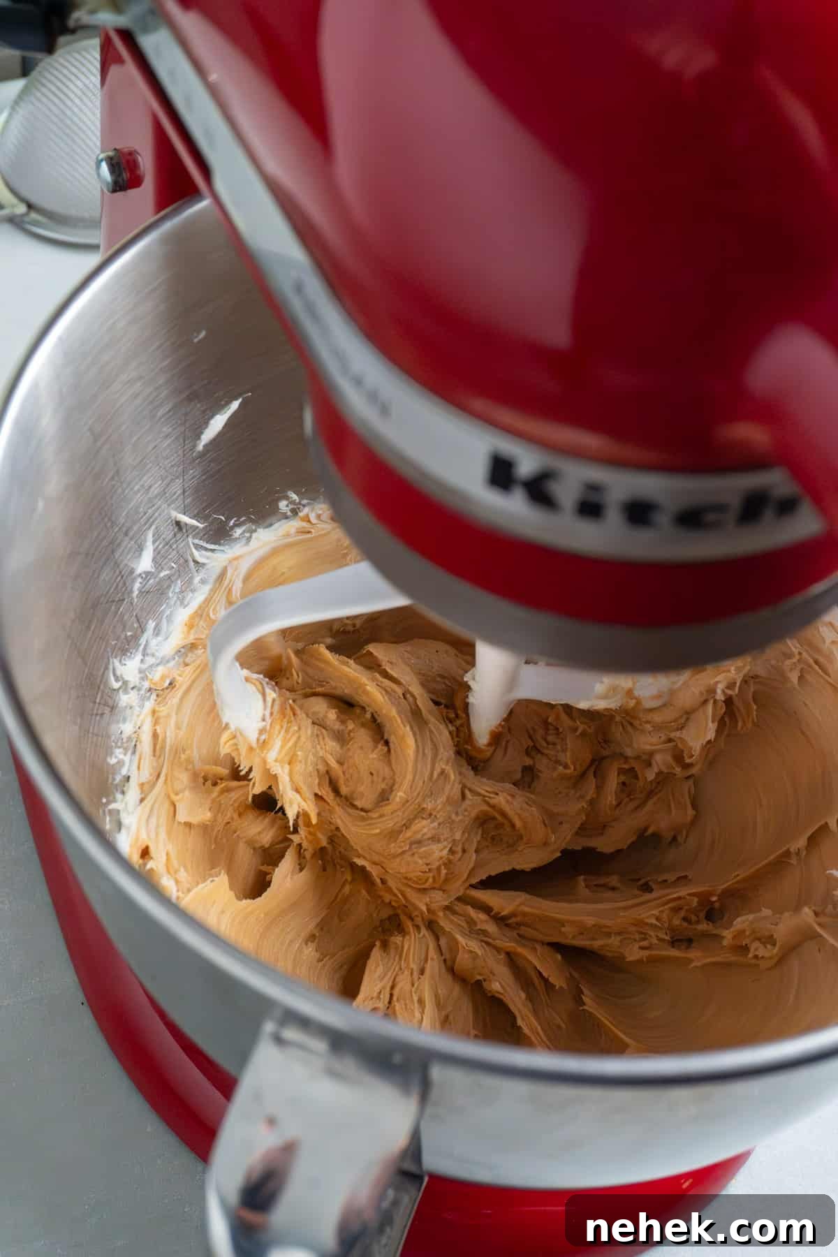 Filling for a mini biscoff cheesecakes in a standmixer.