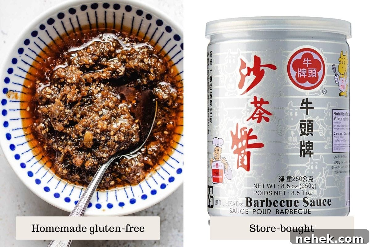 Photo shows a comparison between homemade and store-bought Taiwanese bullhead bbq sauce.