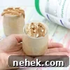 35 High-Protein Vegan Powder Recipes for Smoothies & Snacks 30 Mini jar with caramel protein fluff topped with caramel drizzle.