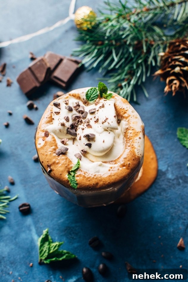 Peppermint mocha bulletproof coffee! The best seasonal upgrade to a classic bulletproof coffee. Easy to make and so SO delicious!