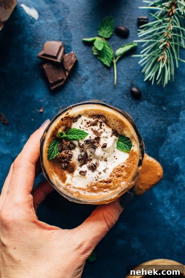 Peppermint mocha bulletproof coffee! The best seasonal upgrade to a classic bulletproof coffee. Easy to make and so SO delicious!
