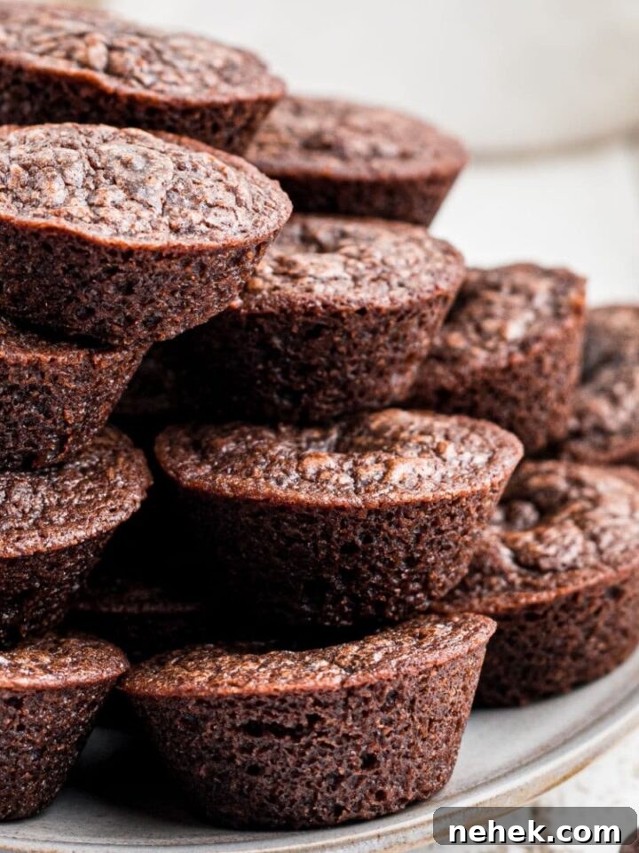 a plate full of brownie bites (mini brownies)