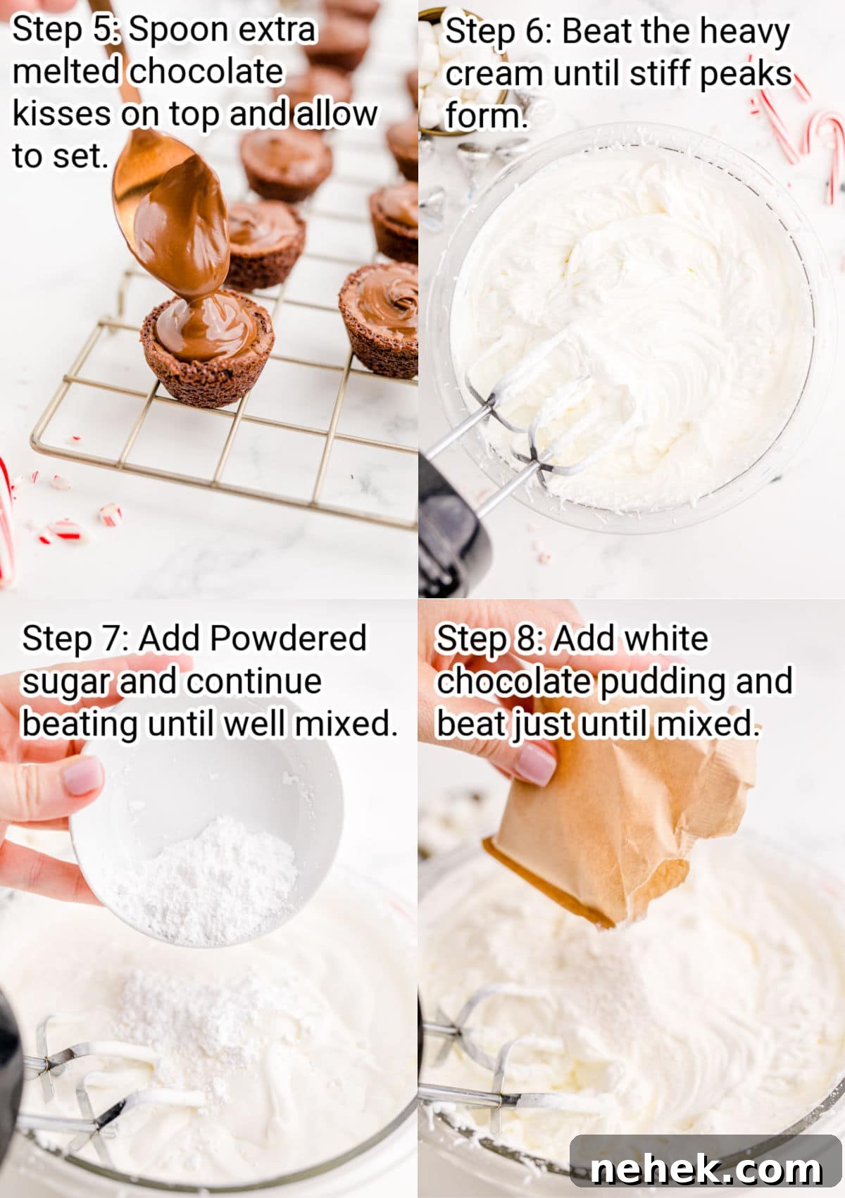 four images showing step by step images on making brownie bites