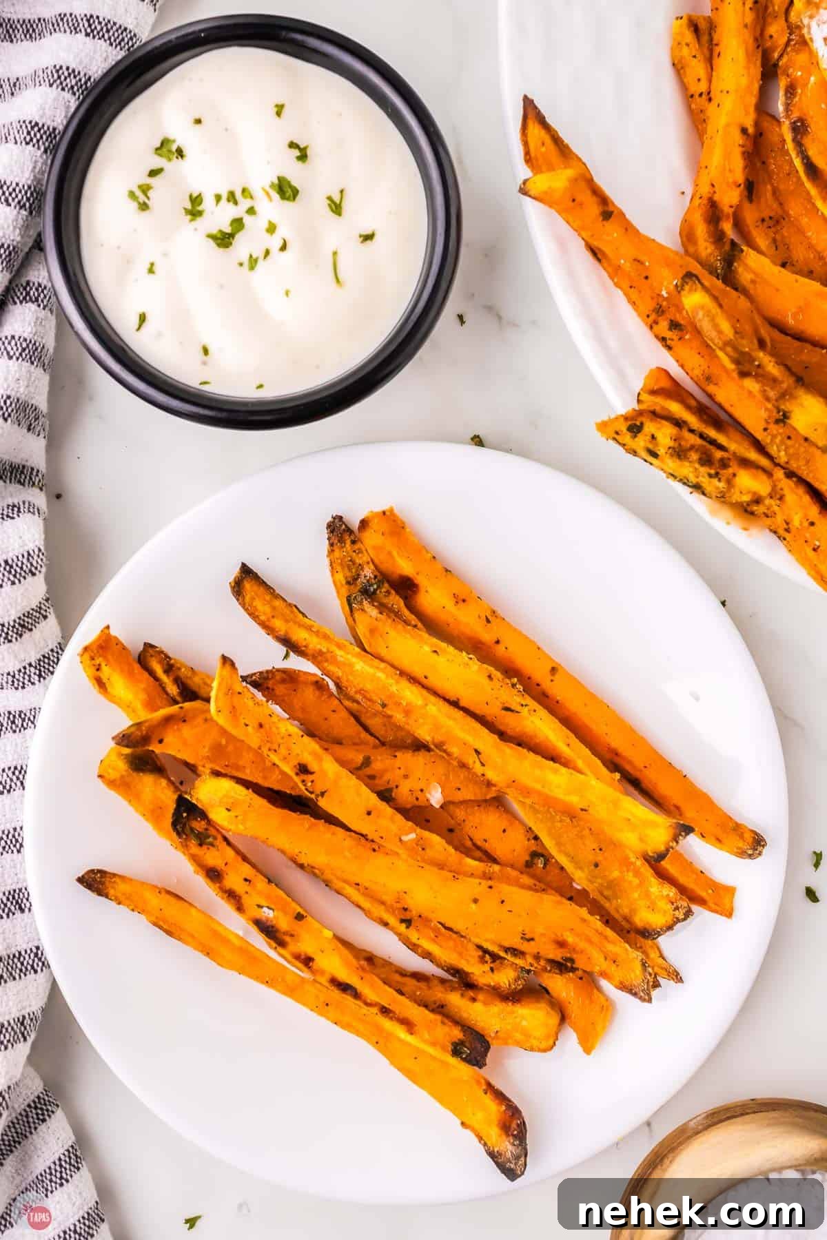 Crispy Oven-Baked Sweet Potato Fries Recipe 9 plate of fries