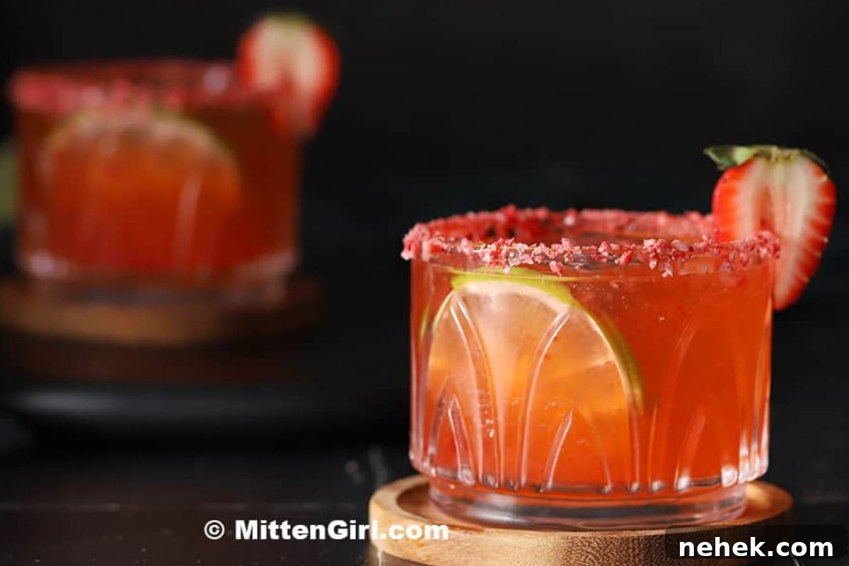Strawberry Margarita on the Rocks