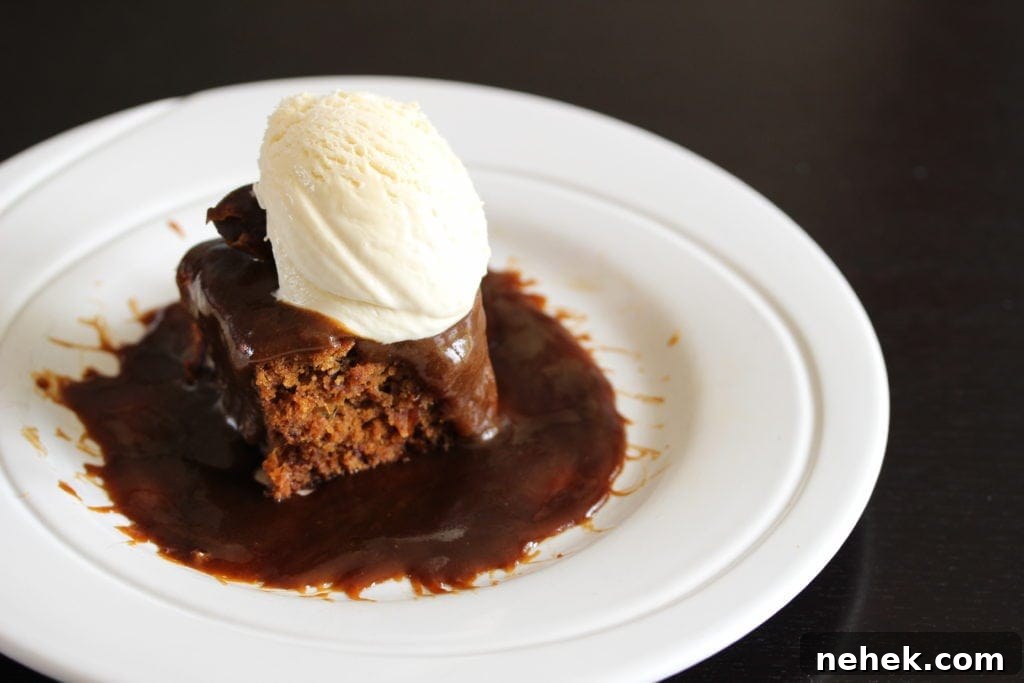 Sticky toffee pudding and dairy free ice cream.