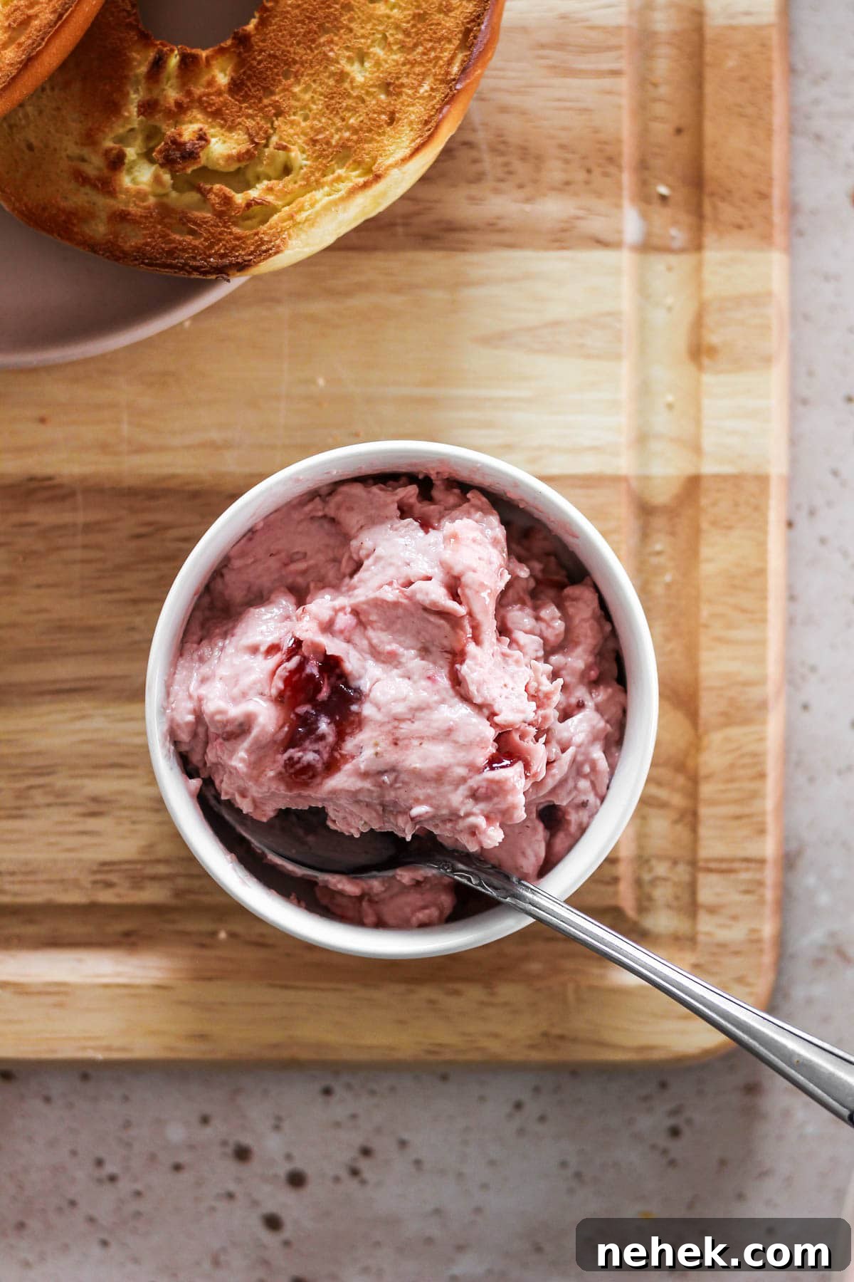 Strawberry cream cheese and bagels