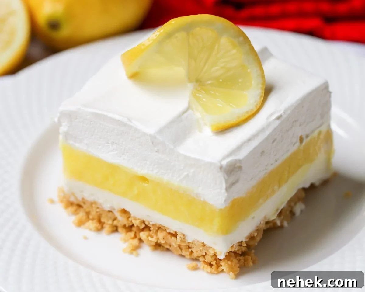 Lemon Lush dessert on plate