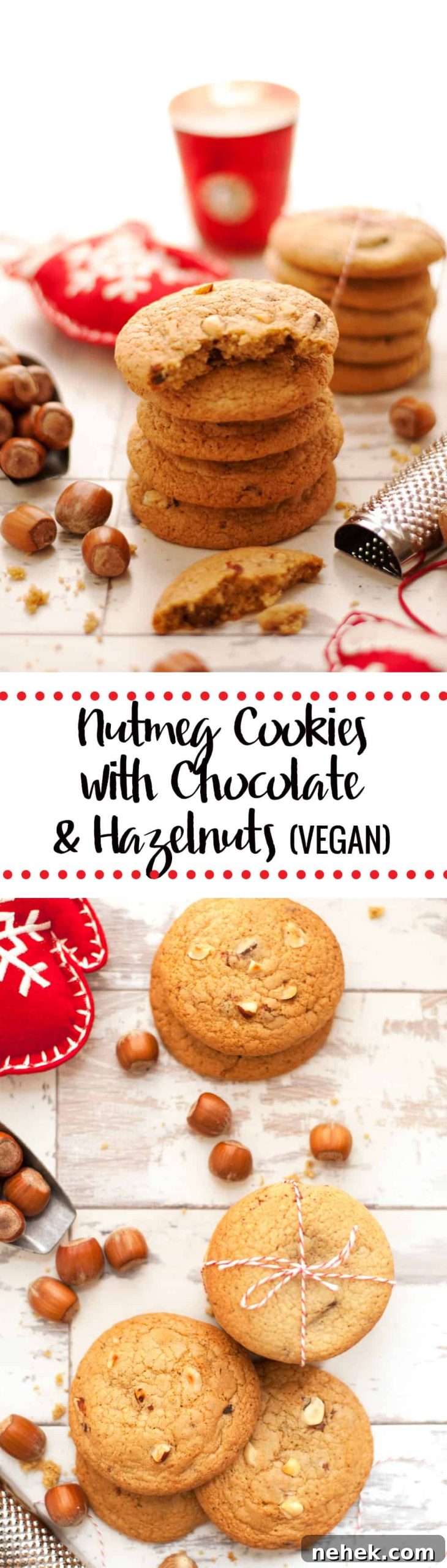 Chocolate Hazelnut Nutmeg Cookies Recipe with Crunchy Hazelnuts 8 Nutmeg Cookies with Chocolate and Hazelnut. Perfect Christmas Cookie, crisp on the outside, soft and chewy inside | via @annabanana.co