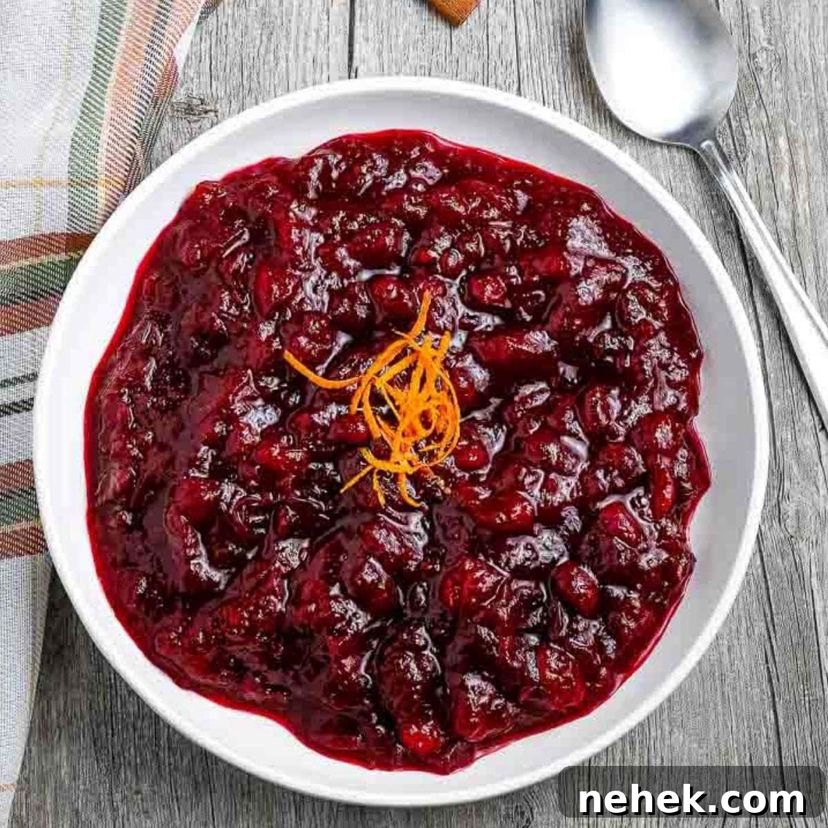 bowl of homemade cranberry sauce